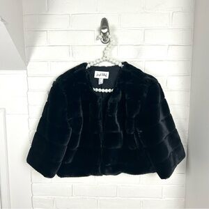 Joseph Ribkoff Vintage Black Fur Cropped Jacket Size 8